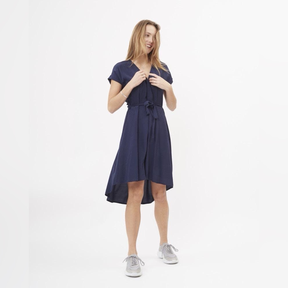 NWT Minimum kilittle dress- hi-low navy tie dress. Size 34